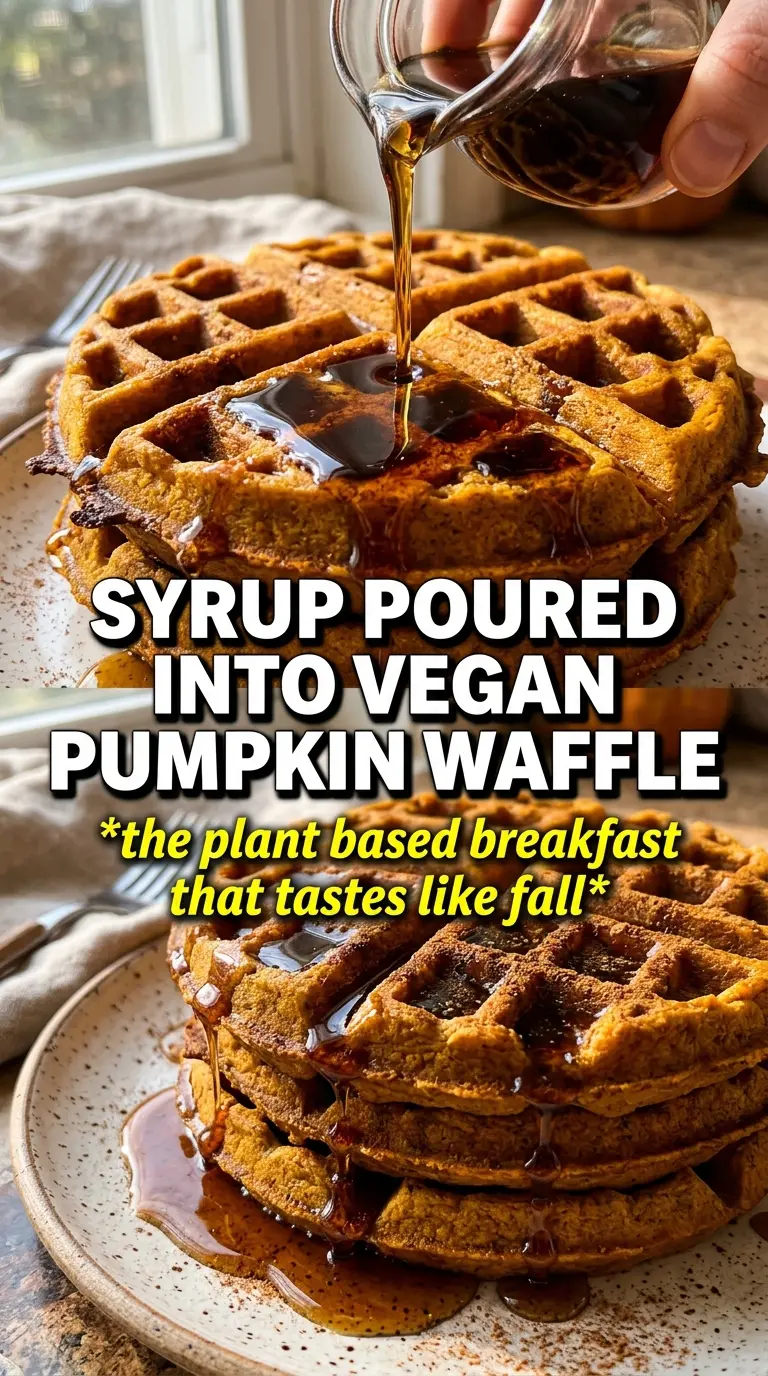 Vegan pumpkin waffles crisp golden